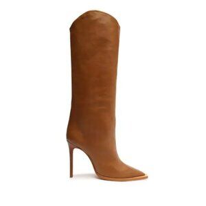 Schutz Tall Tan Leather Stiletto Boots